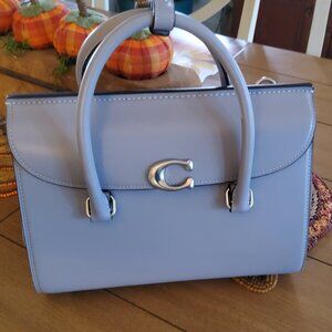 Coach Broome Carryall Top Handle Bag in Blue Gray Leather